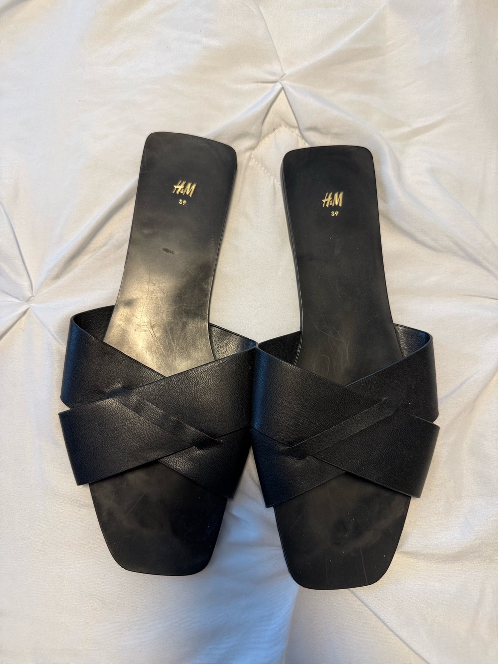 H&M Black Crisscross Slide Mules